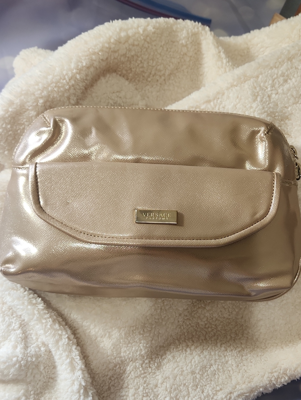 Versace Metallic Champagne Cosmetic Pouch